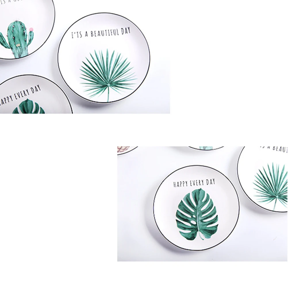 

8 Inches Ceramic Plate Round Creative Dish for Party Birthday Breakfast Noodles Pizza Salad Sushi Microwave Safe Household