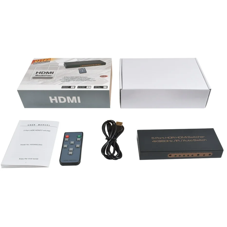 HDMI Schalter 4K @ 60Hz 5 In 1 Heraus UHD HDR10 v 2,0 Splitter 5 Port 4K fernsteuerung IR 18Gbps 1080P 3D Smart HDCP 2,2 für TV BOX PS4