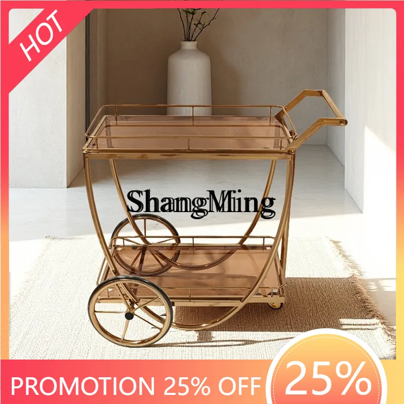 

FG Stainless Steel Light Luxury Dining Wine Cart Hotel Restaurant Special Cake Dessert Service Tea Cart