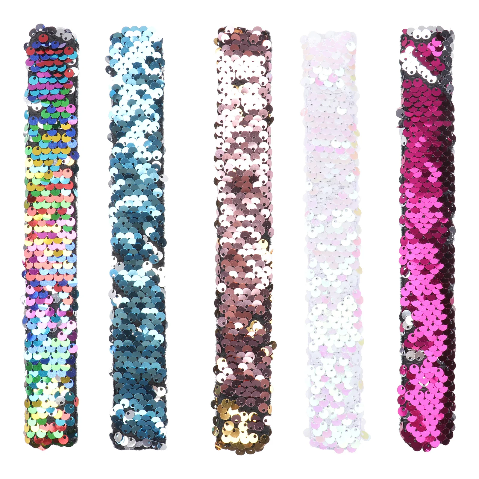 

5Pcs Slap Bracelets Mermaid Sequin Design Kids Wristbands Chic Decoration Children Slap Bands Sequin Wristbands