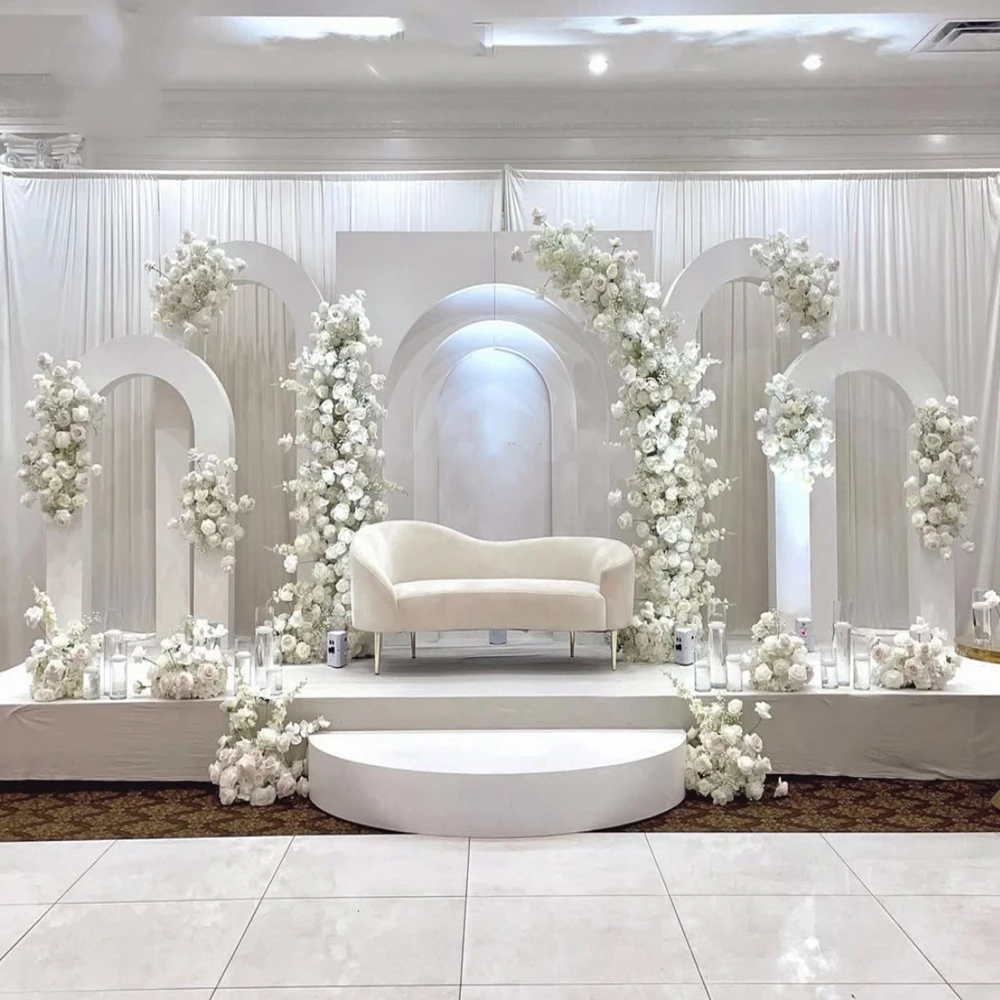1pcs/3pcs) Party White metal Flower half Circle Gate iron Square Backdrop Events Wedding Decoration Arch Stand