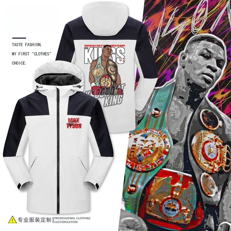 

Мужская повседневная куртка Mike Son Boxing King Pattern Jaet из полиэстера на молнии, осенне-зимняя, с воротником-стойкой