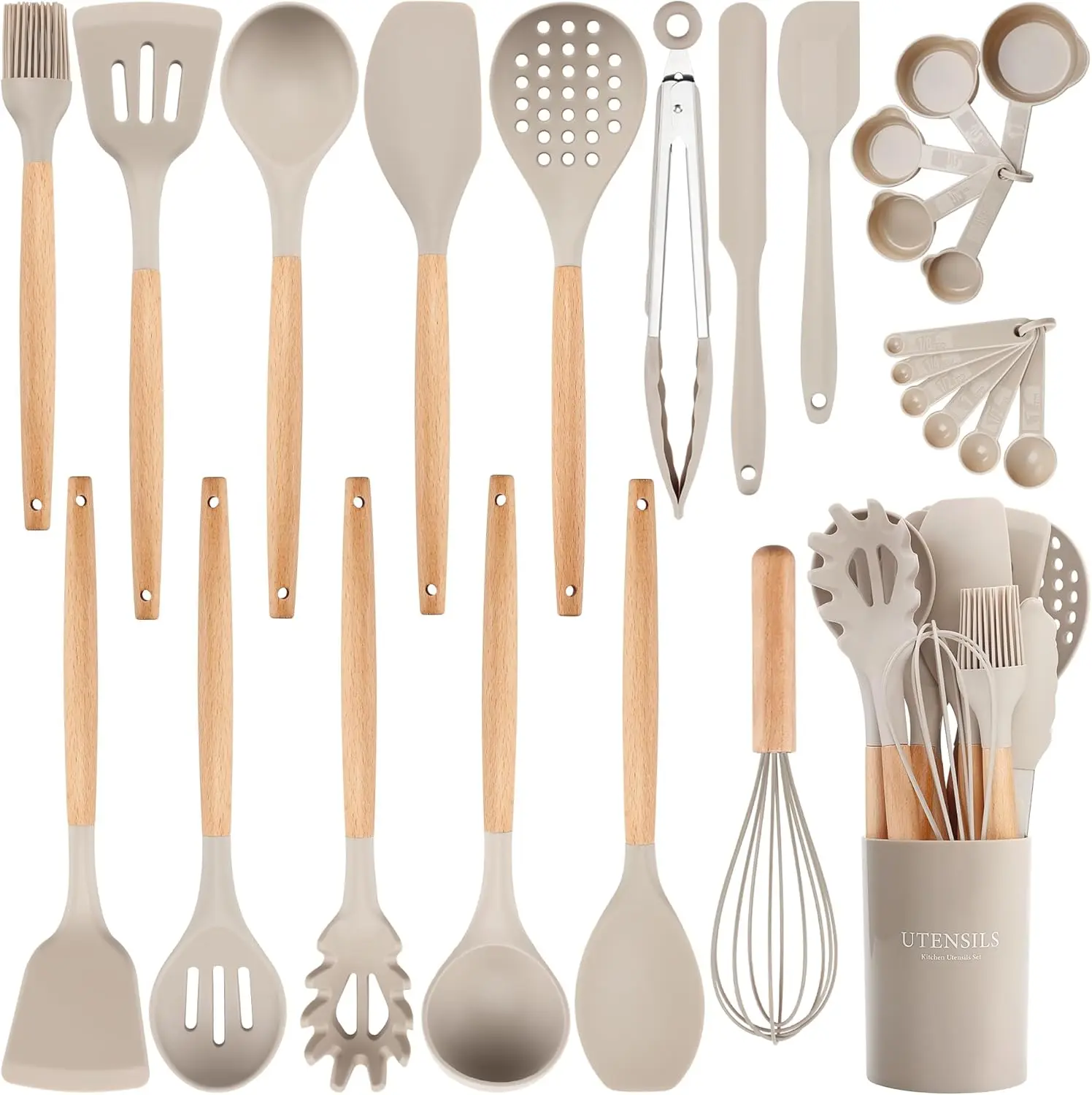

26-Piece Silicone Kitchen Utensil Set with Holder, BPA-Free Heat-Resistant Non-Stick Cooking Tools
