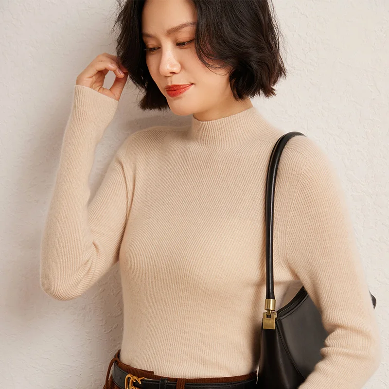 

Autumn And Winter New Best-Selling First-Line Ready-To-Wear Cashmere Sweater Women's Semi-High Collar Fashion With Cashmere Tops