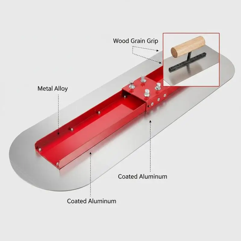 Bull Float Concrete Float 1200x300 mm, Complete Concrete Tool Trowel Set, Handle Length 3 x 1.8 m, Smoothing Trowel, Steel, Adjustable Bottom, Construction Aid view 6