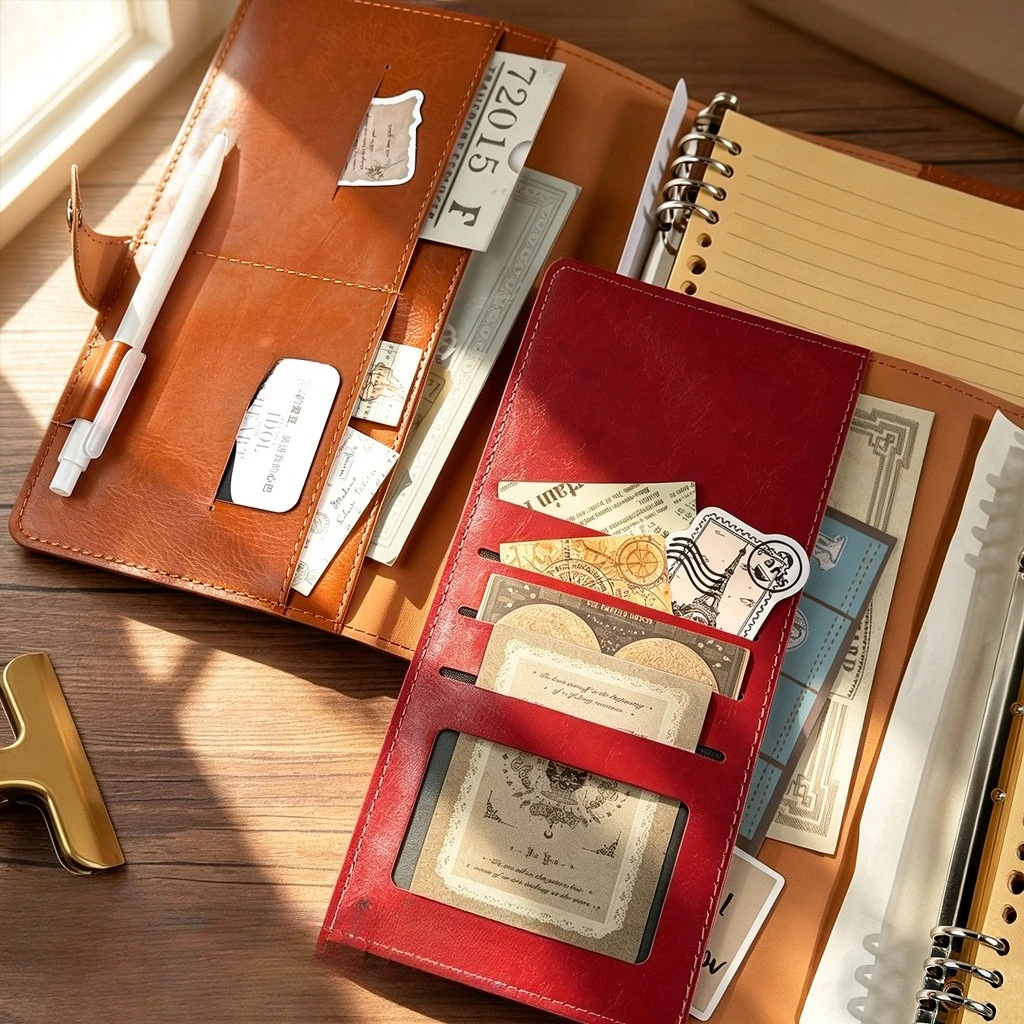A5 Retro Kraft Travel Journal with Detachable Soft Cover Snap Closure,With Loose-leaf Pages - Line Notebook for Notes