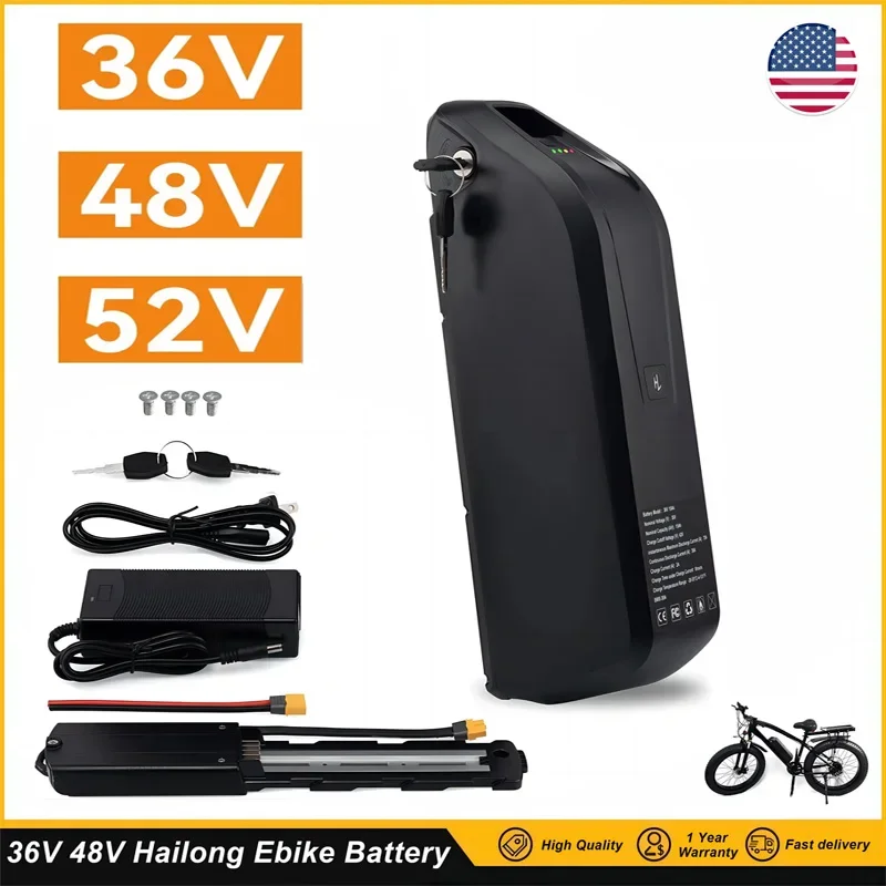 36V 48V 52V 30Ah 40Ah 50Ah 60Ah 18650 Hailong Battery For Bafang BBS02 BBS03 BBSHD Motor