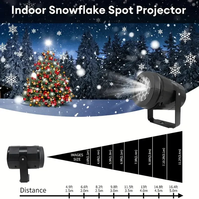 1pc LED Christmas Halloween Projector Night Light USB Powered with 360° Rotating Bracket Snowflake for Parties & Holiday Decor