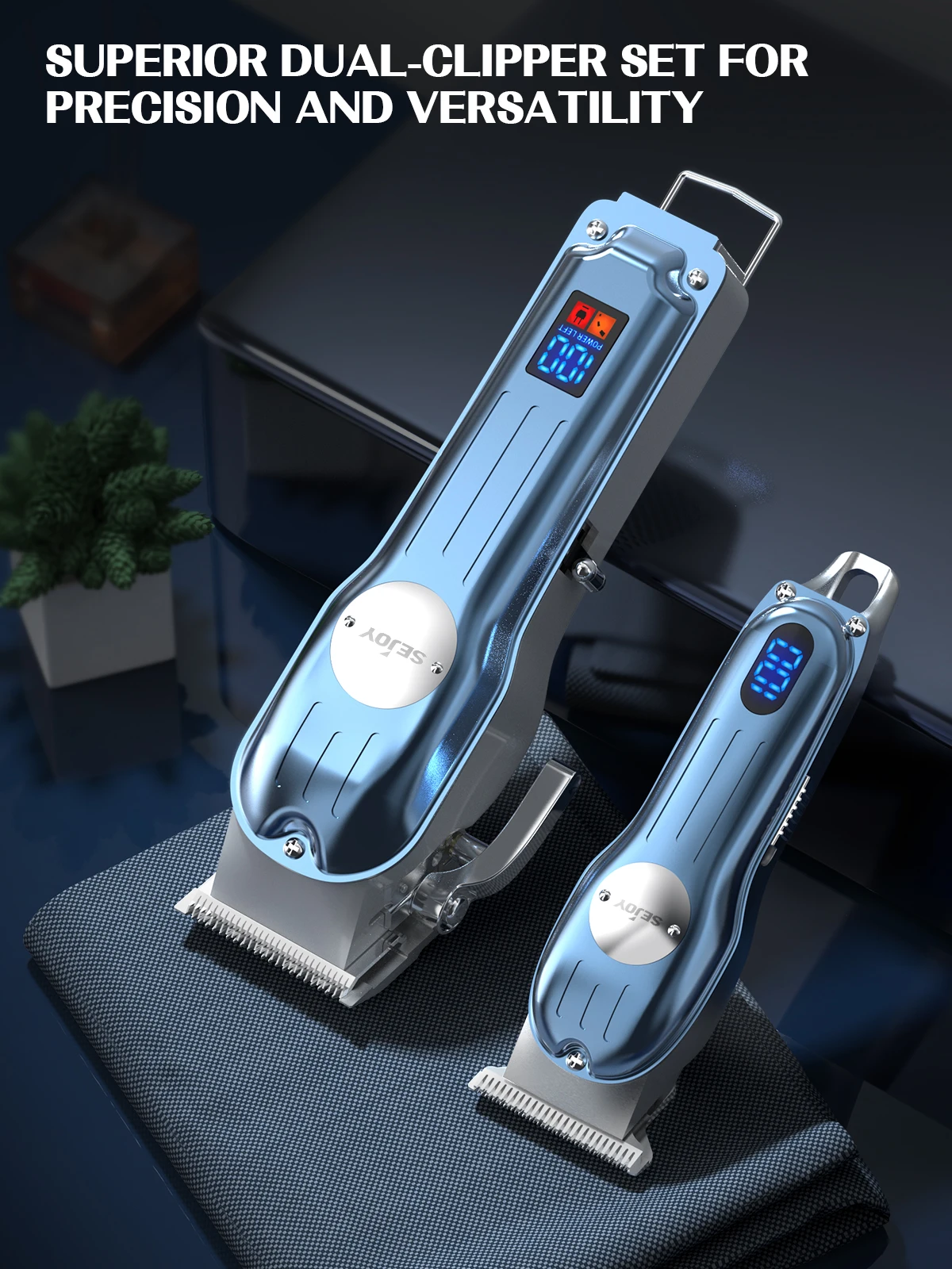 Sejoy Professional Hair Clippers Kit With T-Blade Hair Trimmer LED Display USB Fast Charging Barber Accessories image 2