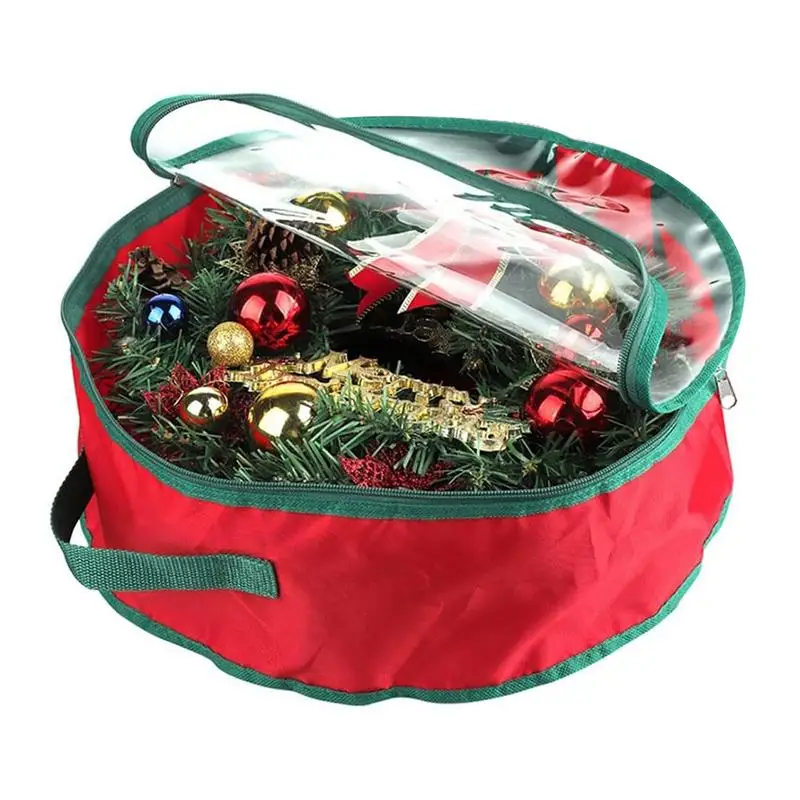 Christmas Wreath Storage Container Seasonal Holiday Wreath Storage Container Handle And Zipper Waterproof Christmas Tree Bag