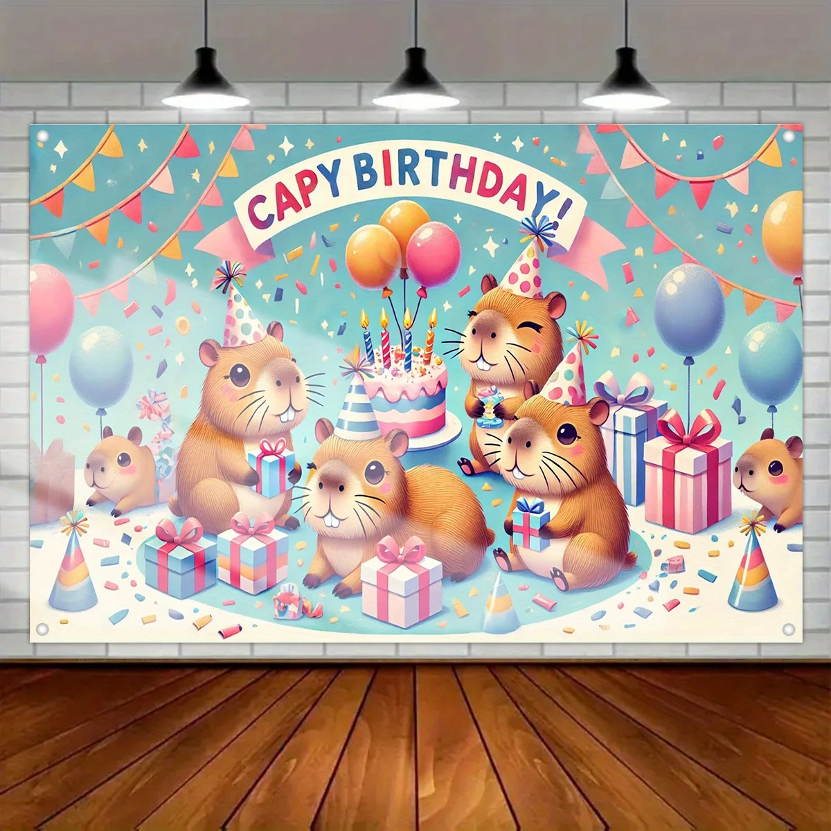 1-teilig, eine Party-Capybara-Geburtstagsfeier, ein süßer Party-Hintergrundstoff mit Capybara-Motiv, eine Geburtstagsfeier-Dekoration