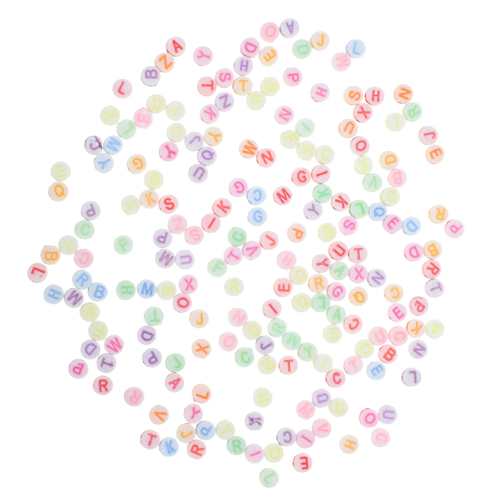 200 peças 7mm contas redondas coloridas esculpidas A-Z dupla face ideais para fazer joias diy misturadas com pedras de vidro contas espaçadoras