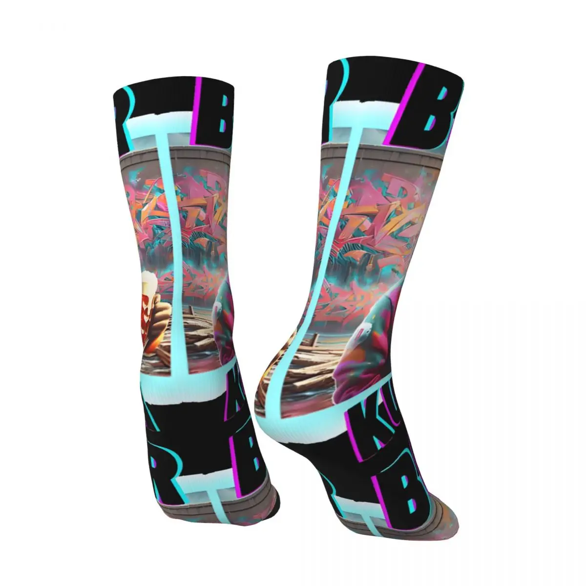 Crazy compression Drinking Beer Neon Vibes Sock for Men Harajuku Bobr Kurwa Quality Pattern Crew Sock Casual