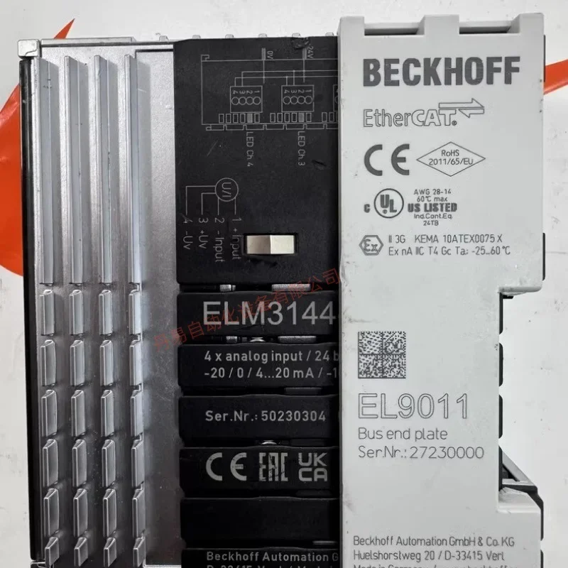 Комбинация модулей Beckhoff EL9011 и ELM3144 2026 года, новый оригинал, в наличии, возможен торг.