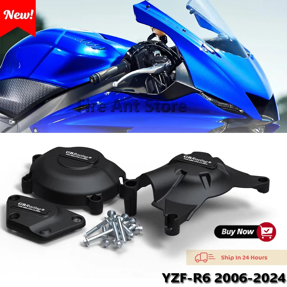 

for Yamaha YZF R6 2006-2024 nylon and fiberglass composition GB racing engine hood protective cover protective cover