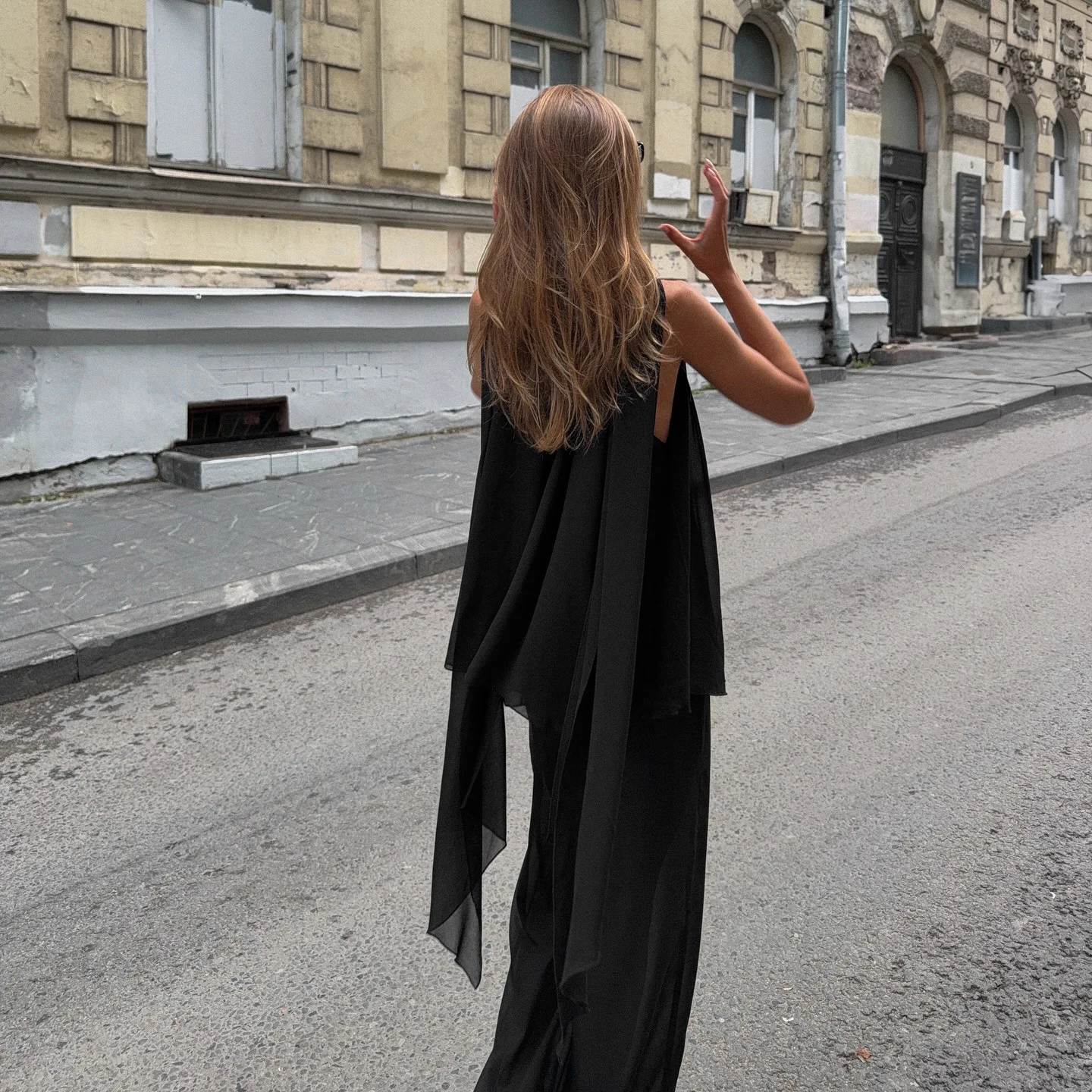 Summer New Women's Halter Neck Sleeveless Top And Flared Pants Two Piece Set Draped Ribbon Soft Casual Commute Daily Wear Outfit 3