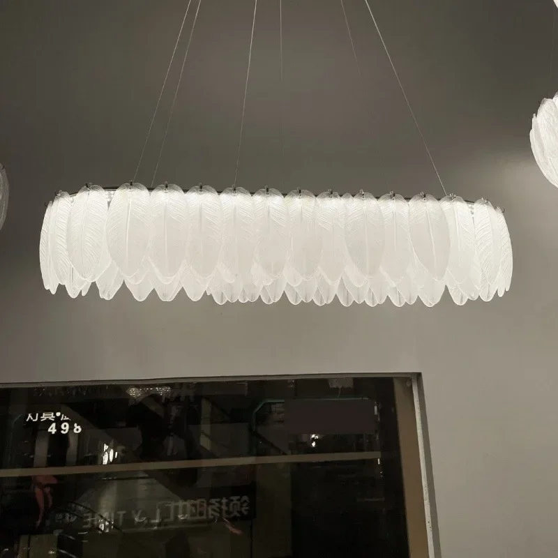 الشمال نمط كريستال ريشة LED الثريا قلادة ضوء لغرفة المعيشة غرفة الطعام مكتب عمل غرفة نوم ديكور المنزل تركيبة إضاءة