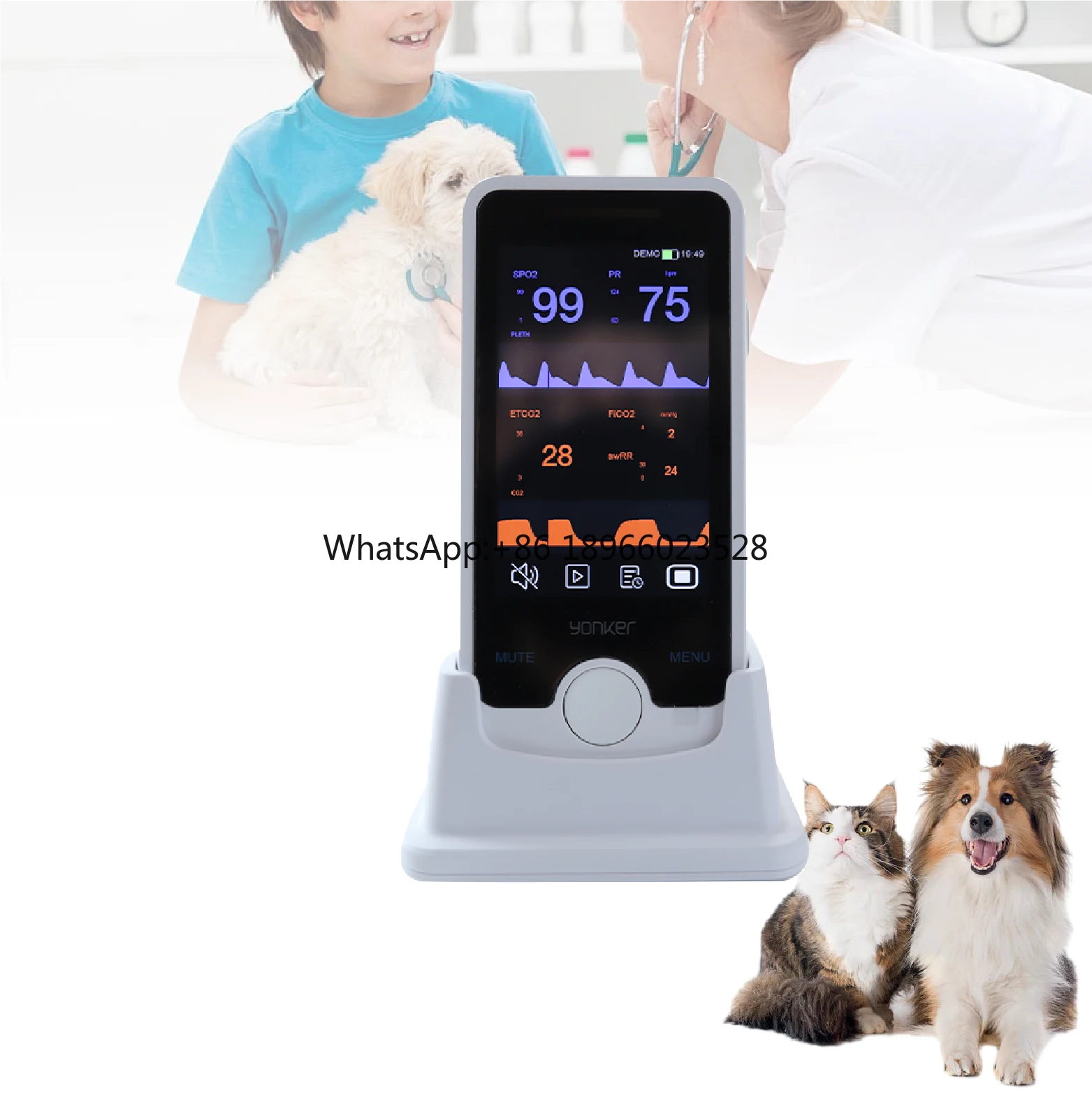 Blood Pressure Portable Animal Veterinary Use Blood Oxygen Rechargeable Handheld Pulse Oximeter