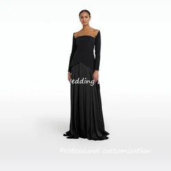 Personalizzato a-line Off the shoulder Dress Sweep Train Classics drappeggiato Formal Occasion Evening Party Pretty Dresses Heyday 2024