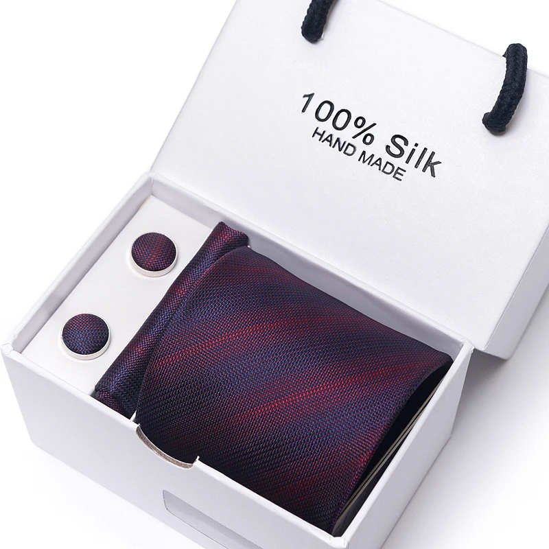 Brand 65 Colors Newest style Wholesale Holiday Gift Tie Pocket Squares Cufflink Set Necktie Box Men Dot Wedding Accessories