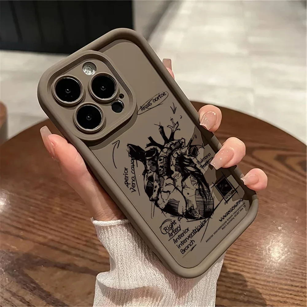Creative Cardiovascular model Heart Medical Phone Case For iPhone 17 15 Pro Max 11 12 13 14 16 Pro XR 7 8 Plus Anti-drop Cover