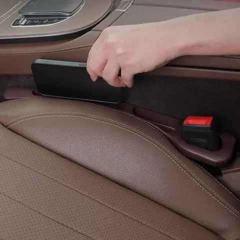 Organizador de relleno de espacio de asiento de coche, tira de enchufe de espacio de asiento de coche impermeable de Pu con 2 ranuras, almacenamiento de espacio de asiento, accesorios interiores de coche, 2 uds.