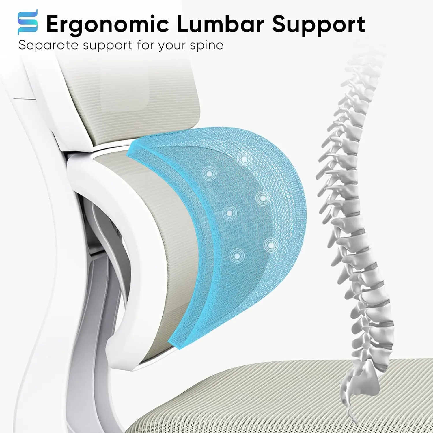 Chaise de Bureau Ergonomique à Dossier Haut, avec Support Lombaire et Repos de Sauna Réglable