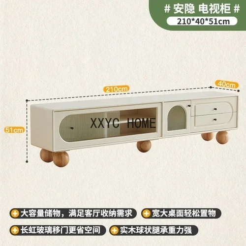 Italian Minimalist Solid Wood TV Cabinet Floor Cabinet Living Room Storage Curio Cabinet Small Apartment