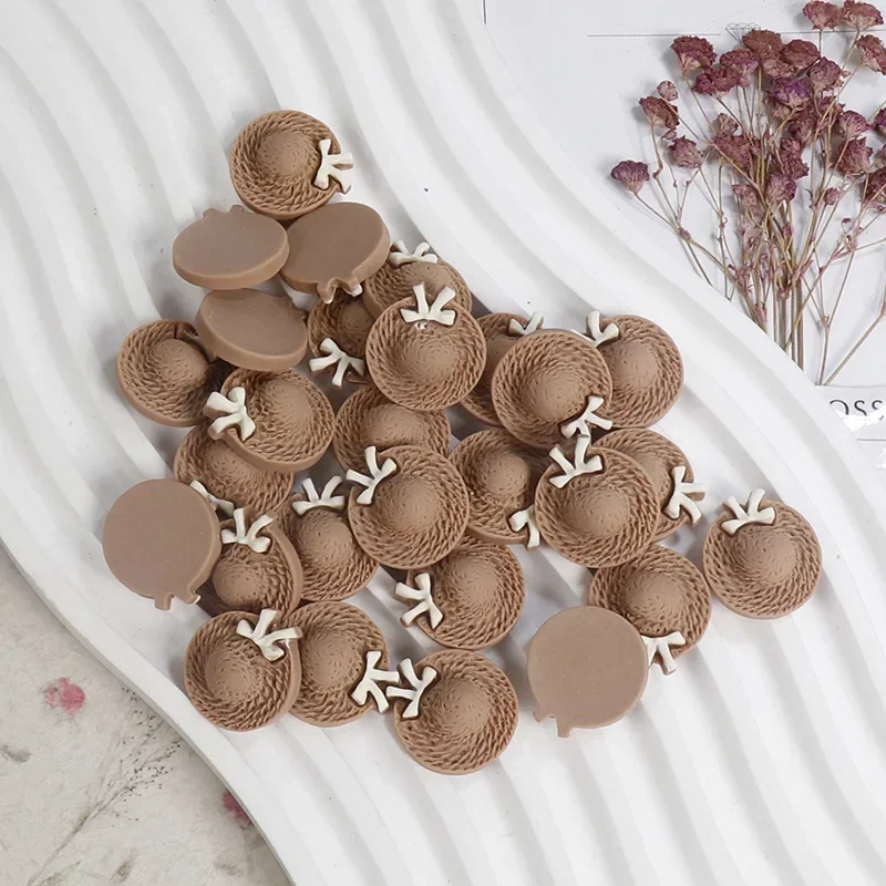 20/100pcs New resin accessories straw hat series creative diy handmade mobile phone shell hairpin hair decor materials