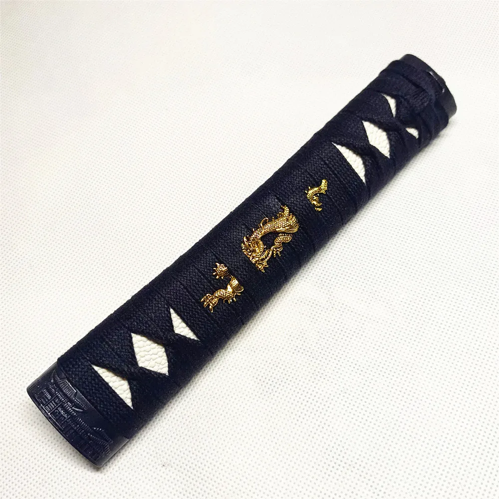 20CM Tsuka Handle Cotton Ito Alloy Fuchi Menuki Kashira Fittings  Japanese Sword Samurai Wakizashi Katana Knife DIY Accessories