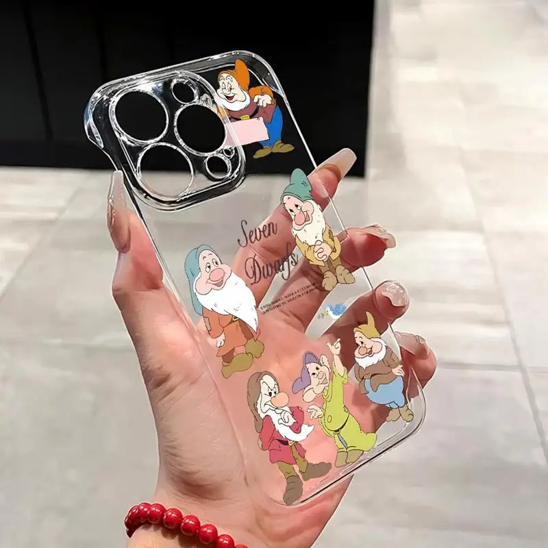 Disney Snow White Dopey Doc phone case for Apple iphone 16 15 pro max cases 11 16plus 12 14 13 borderless cooling clear fundas