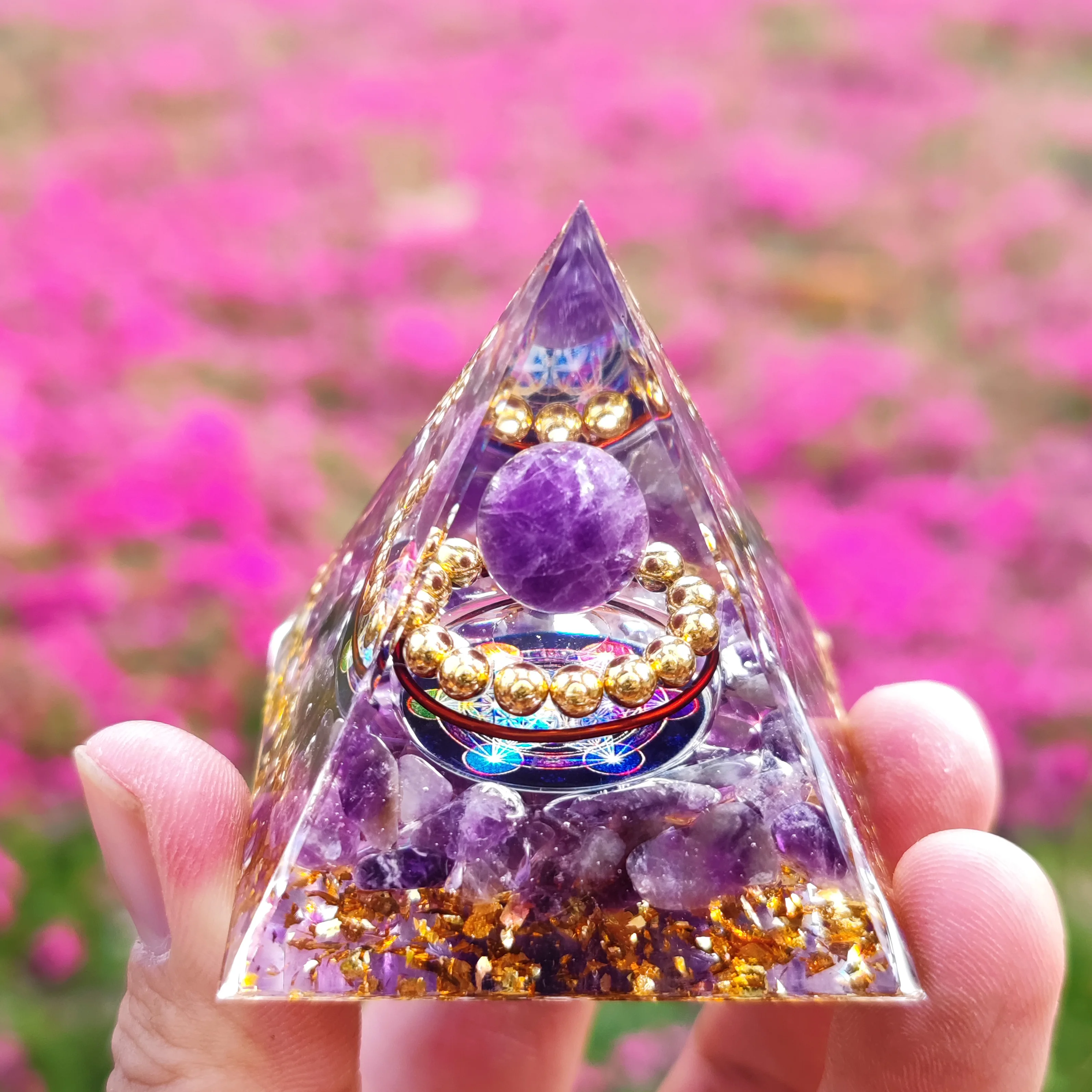 Orgonite Pyramid Crystals Natural Stone Orgone Energy Generator Healing Reiki Chakra Meditation Ornaments Crafts Office Decor