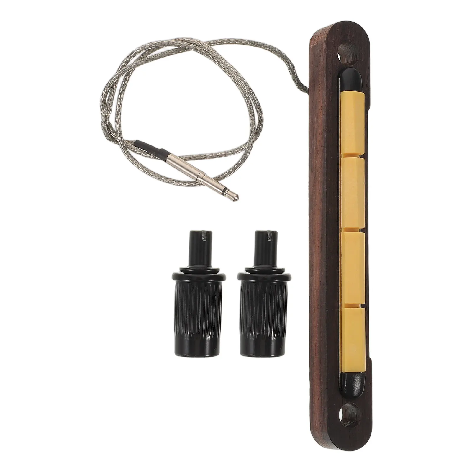 1Set Acoustic Bass Pickup 4-String Bridge Wooden Piezo System Under Saddle Transducer Compatible Amplifier Pre Amp High