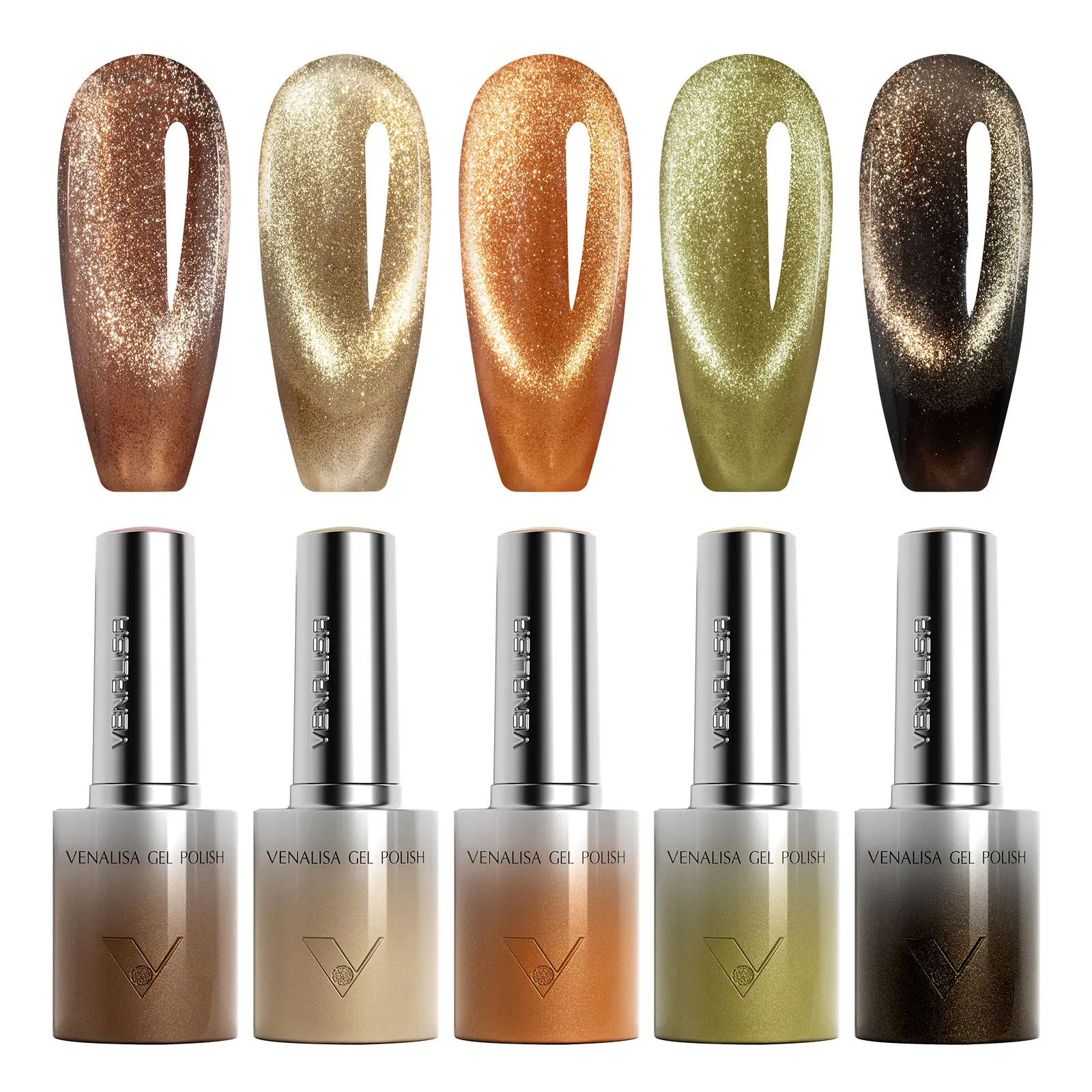 VENALISA TPO/HEMA FREE Gel Nail Polish Set 5 Colors 10ml Glitter Cat Eye UV LED Soak Off Gel Varnish Manicure Nail Art Kit DIY