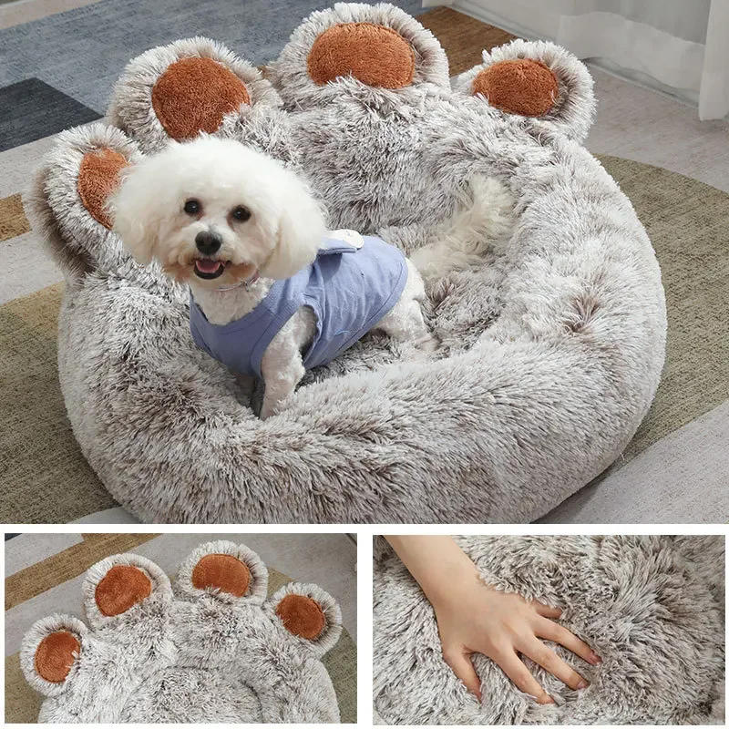 

Fluffy Dog Bed Large Pet Products Dogs Beds Small Sofa Baskets Pets Kennel Mat Puppy Cats Supplies Basket Blanket Accessories