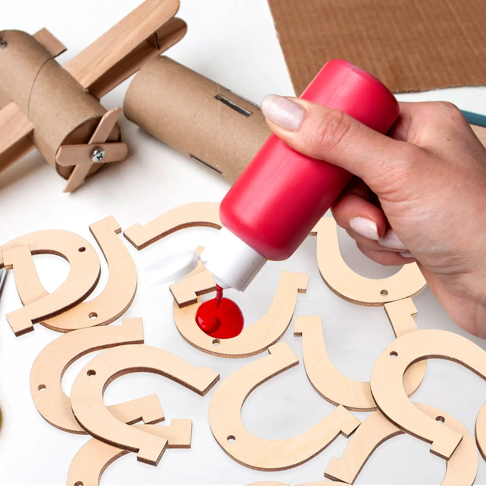 20 Pcs Horseshoe Shaped Wood Slices DIY Decoration Kit Blank Wooden Pieces Lightweight Carry Graffiti Artworks Share Friends