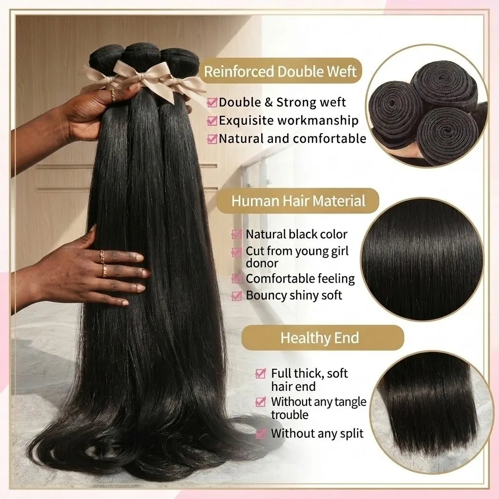 16A Human Hair Bundles 30 34 40 Inch straight Human Hair Bundles Unprocessed Brazilian Virgin Hair 3/4/5 Bundles Deals For Women image 4