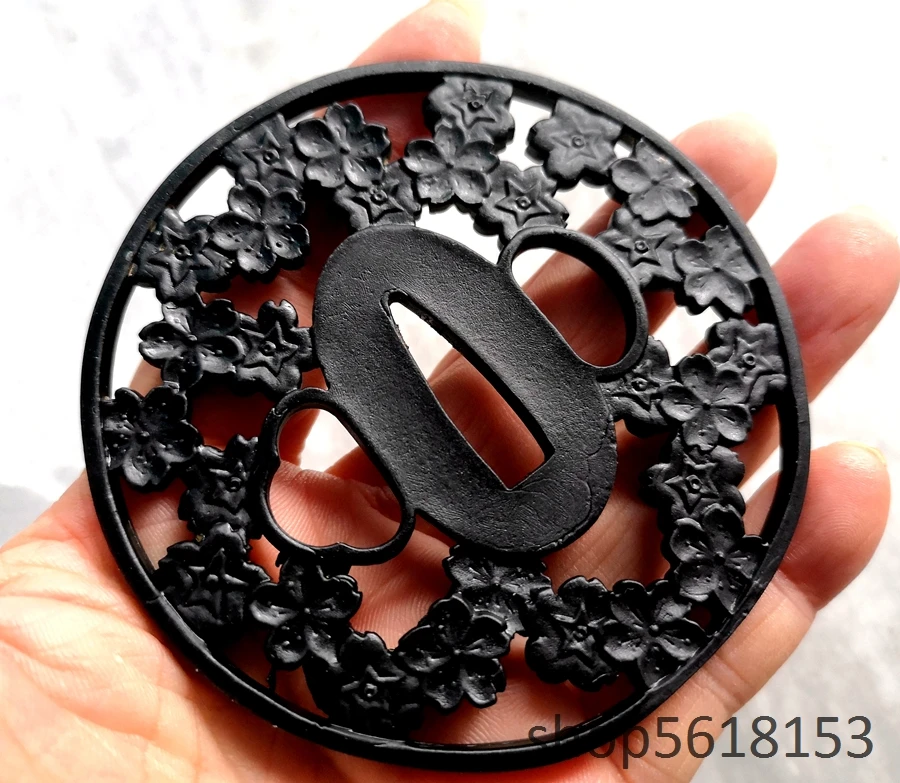 Black copper Plum blossom tsuba fuchi Menuki for Japanese sword katana wakizashi tanto