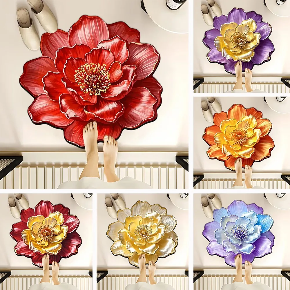 

Прочный ковер с цветком специальной формы, нескользящий мягкий напольный коврик для ванной комнаты, впитывающий 60x60 см, дверная прокладка