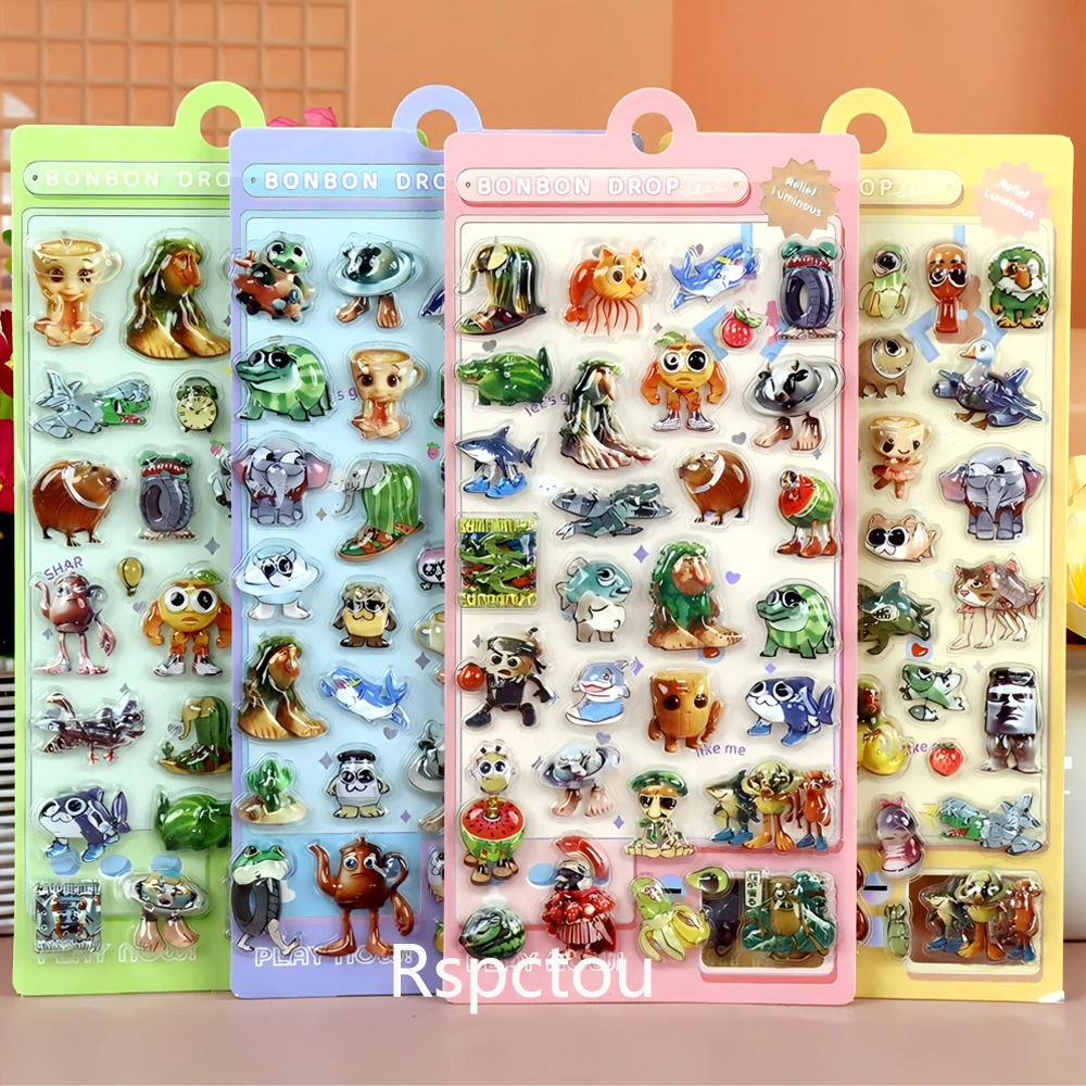 Итальянский мозг 3D рельефные наклейки Tung Tung Tung Sahur забавные животные пузырьковые наклейки ноутбук телефон велосипед мультяшная декоративная наклейка