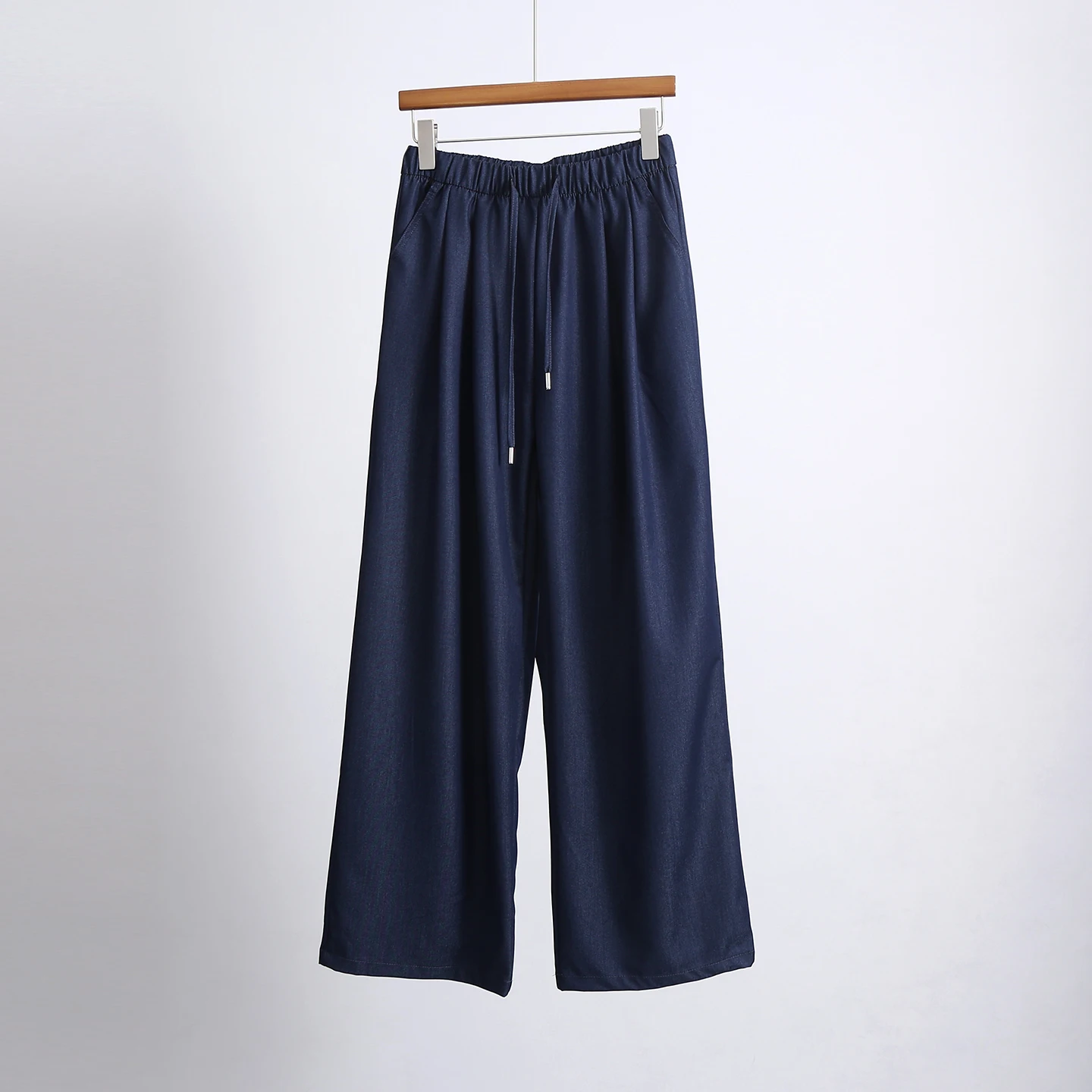 

Summer Thin Drawstring Elastic High Waist Casual Loose Silk Straight Leg Jeans Women's Premium Quality Fashionable Trousers