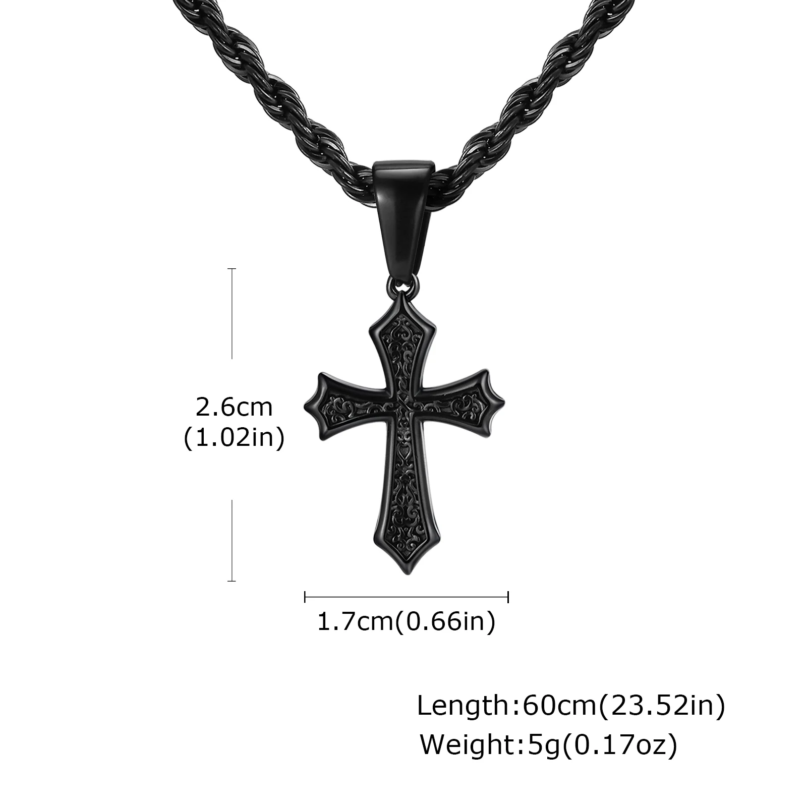 Kreuz-Anhänger-Halskette für Männer und Frauen, 50/55/60 cm Edelstahl-Halsbänder, christliche klassische schicke Schmuckgeschenk
