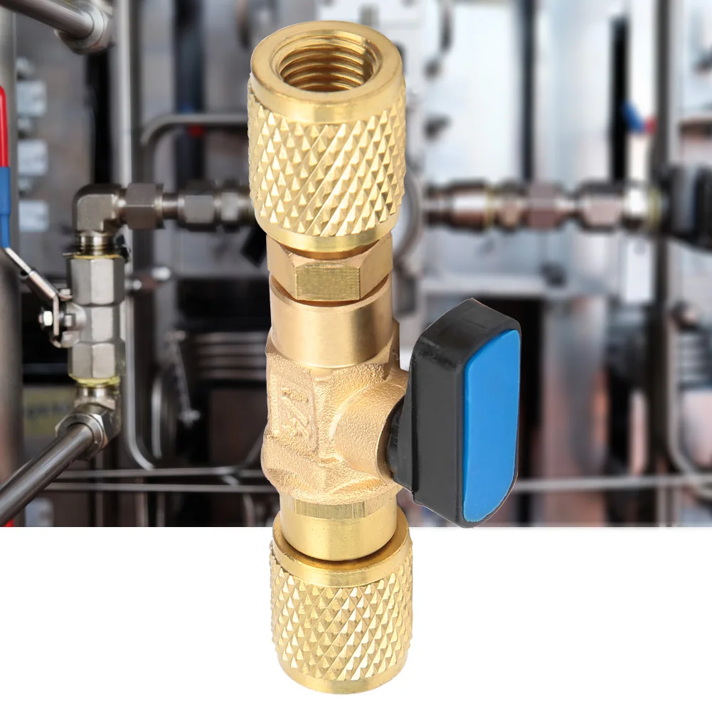 Brass Refrigeration Ball Valve Adapter Refrigerant Ball Valve Connector G1/4\'\'