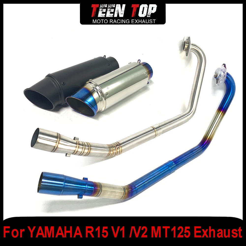 For YAMAHA R15 V1 V2 MT125 Exhaust Systems Stainless Steel 51mm Motorcycle Escape Front Link Pipe V2 MT125 Before 2018 Tube
