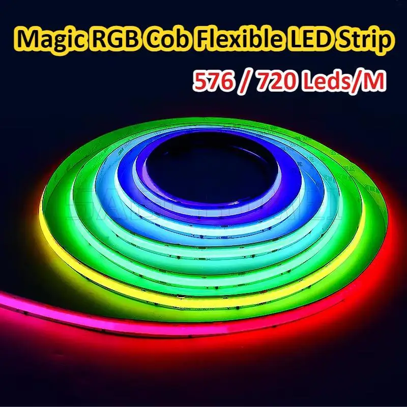 RGB Dream Full Color WS2811 High Density Flexible COB Lights 576/720 LEDs FCOB LED Light Strip Pixel Addressable 10mm DC12V 24V