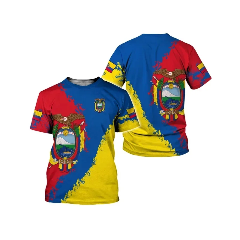 2024  New personalized Ecuadorian T-shirt Casual flag 3D printed short HOT sleeve top for men and women graphic t shirts