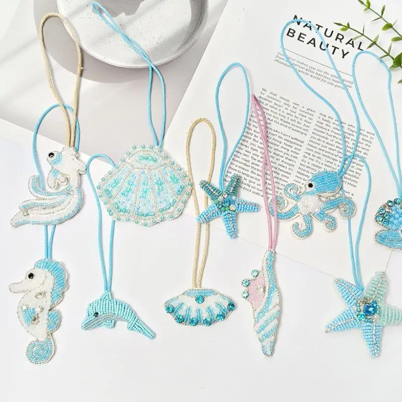

Underwater World Animals Beaded Patches Whales And Sharks Lanyard Accessories Used For HandBag Decoration Keychain Car Pendant
