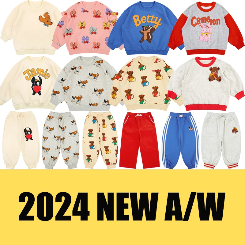 

Children Set 2024 New Girls Printed Hoodie Pantsuit Boys Long Sleeve T-shirt Baby Warm Hoodie Set Girls Dress Autumn Winter