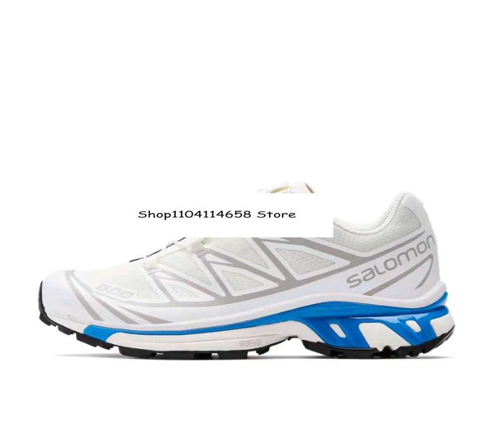 

SALOMON XT-6 Lace up letter color blocked leather anti slip and wear-resistant running shoes for men and women beige blue