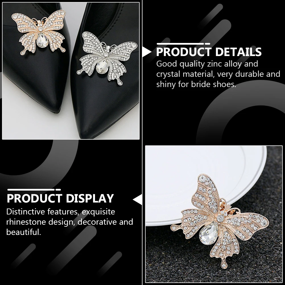 

2pcs Zinc Alloy Crystal Flower Decorations Removable Charms For Wedding High Heels Sandals Women Daily Wear